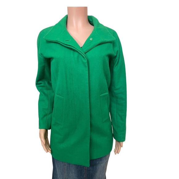 J.Crew Kelly Green Wool Coat Button Up Jacket Size 2 Holiday Gift Classic - Picture 3 of 14